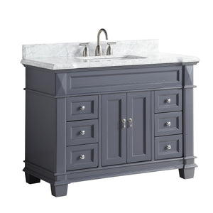 1917-48-02 48" Charcoal Grey Bathroom Vanity Cabinet Set Marble Top and Sink