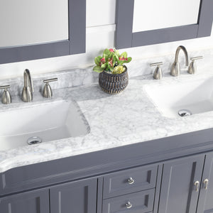 1917-60D-02 60" Charcoal Grey Bathroom Vanity Cabinet Set Marble Top and Sink