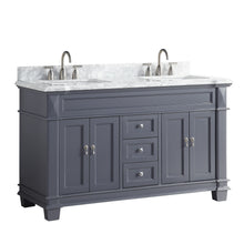 1917-60D-02 60" Charcoal Grey Bathroom Vanity Cabinet Set Marble Top and Sink