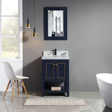 1918-24-04QZ  24" Marine Blue Bathroom Vanity Cabinet Set Quartz Top and Sink