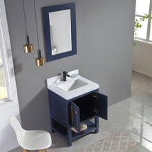 1918-24-04QZ  24" Marine Blue Bathroom Vanity Cabinet Set Quartz Top and Sink