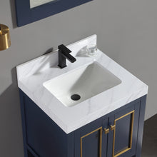 1918-24-04QZ  24" Marine Blue Bathroom Vanity Cabinet Set Quartz Top and Sink