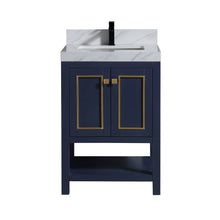 1918-24-04QZ  24" Marine Blue Bathroom Vanity Cabinet Set Quartz Top and Sink