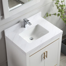 1919-30-01QZ 30" Vanity Matte White with White Carrara Quartz Countertop