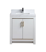 1919-30-01QZ 30" Vanity Matte White with White Carrara Quartz Countertop