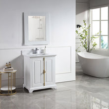 1920-30-01QZ 30" Vanity Matte White with White Carrara Quartz Countertop