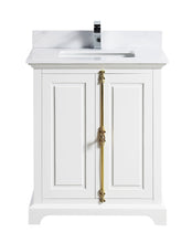 1920-30-01QZ 30" Vanity Matte White with White Carrara Quartz Countertop