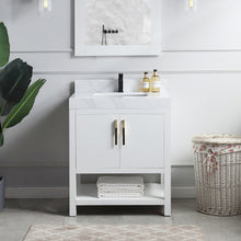 1921-30-01QZ 30" Vanity Matte White with  White Carrara Quartz Countertop