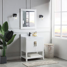 1921-30-01QZ 30" Vanity Matte White with  White Carrara Quartz Countertop