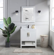 1921-30-01QZ 30" Vanity Matte White with  White Carrara Quartz Countertop