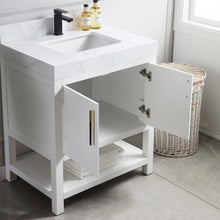 1921-30-01QZ 30" Vanity Matte White with  White Carrara Quartz Countertop