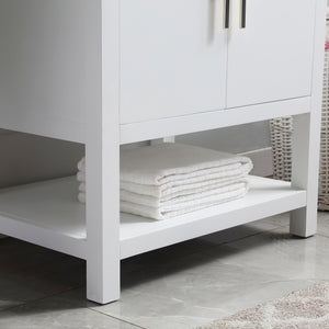 1921-30-01QZ 30" Vanity Matte White with  White Carrara Quartz Countertop