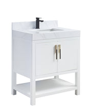 1921-30-01QZ 30" Vanity Matte White with  White Carrara Quartz Countertop
