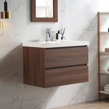 1922-30-05 30" Wall-mount Vanity Brown Oak with White Acrylic Countertop