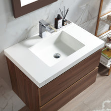 1922-30-05 30" Wall-mount Vanity Brown Oak with White Acrylic Countertop