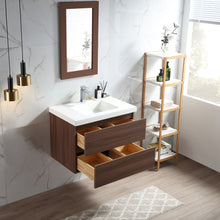 1922-30-05 30" Wall-mount Vanity Brown Oak with White Acrylic Countertop