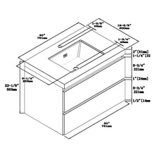 1922-30-05 30" Wall-mount Vanity Brown Oak with White Acrylic Countertop