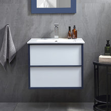 1923-24-01  24" Wall-mount Vanity White/ Blue with White Ceramic Countertop