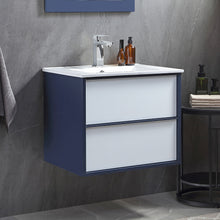 1923-24-01  24" Wall-mount Vanity White/ Blue with White Ceramic Countertop
