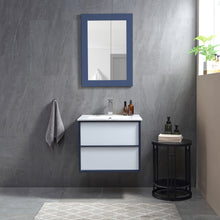 1923-24-01  24" Wall-mount Vanity White/ Blue with White Ceramic Countertop