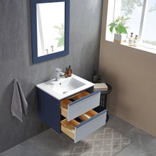 1923-24-01  24" Wall-mount Vanity White/ Blue with White Ceramic Countertop