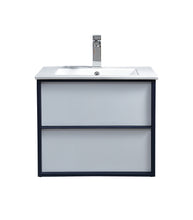 1923-24-01  24" Wall-mount Vanity White/ Blue with White Ceramic Countertop