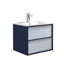 1923-24-01  24" Wall-mount Vanity White/ Blue with White Ceramic Countertop