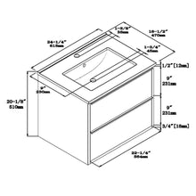 1923-24-01  24" Wall-mount Vanity White/ Blue with White Ceramic Countertop
