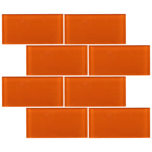 TCSAG-11 3x6 Orange glass subway tile -Kitchen and Bath Backsplash Wall Tile