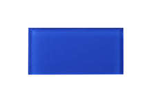 Electric blue 3x6 glass subway tile backsplash
