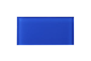 Electric blue 3x6 glass subway tile backsplash