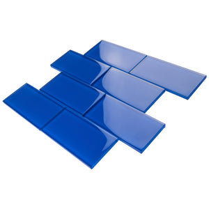 TCSAG-12 3x6 Electric Blue Glass Subway Tile -Kitchen and Bath Backsplash Wall Tile