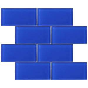 TCSAG-12 3x6 Electric Blue Glass Subway Tile -Kitchen and Bath Backsplash Wall Tile