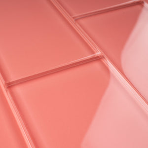 TCSAG-14 3x6 Pink Glass Subway Tile -Kitchen and Bath Backsplash Wall Tile
