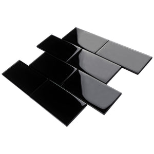 TCSAG-04 3x6 Black glass subway tile -Kitchen and Bath Backsplash Wall Tile