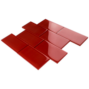 TCSAG-08 3x6 Red glass subway tile -Kitchen and Bath Backsplash Wall Tile