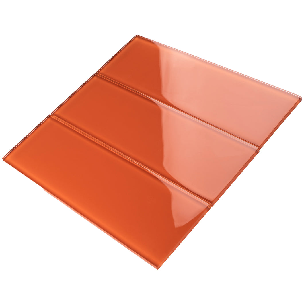 TCSBG-11 Fire Orange 4x12 Glass Subway Tile