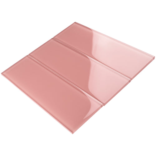 TCSBG-14 4x12 Pink Glass Subway Tile