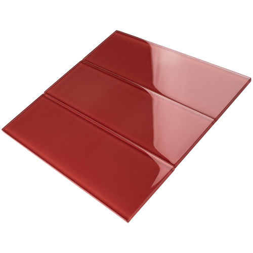 TCSBG-08 4x12 Red Glass Subway Tile