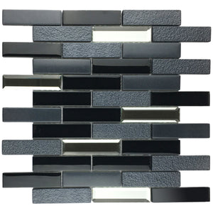  TDKTG-02 Mirror Mix Grey Black Metal Paint Effect Brick Glass Mosaic tile TDKTG