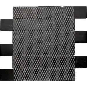 TDKTG-03 2x4 wood look Grey Black Metal Paint Effect Glass Subway Tile Mosaic Sheet