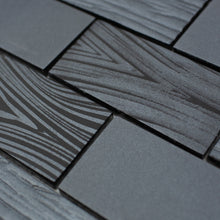 TDKTG-03 2x4 wood look Grey Black Metal Paint Effect Glass Subway Tile Mosaic Sheet