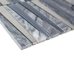 TDLG-03 Irregular Triangle Grey Stone and Metallic Glass Mosaic Tile Backsplash