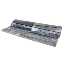 TDLG-03 Irregular Triangle Grey Stone and Metallic Glass Mosaic Tile Backsplash