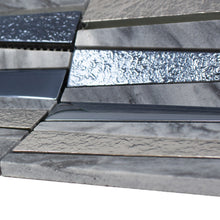 TDLG-03 Irregular Triangle Grey Stone and Metallic Glass Mosaic Tile Backsplash