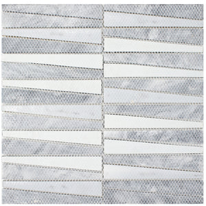 TDLG-03 Irregular Triangle Grey Stone and Metallic Glass Mosaic Tile Backsplash