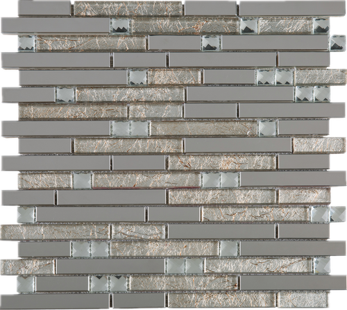 TDSSG-01 Metal Foil Glass with Stainless Steel Mosaic Tile Sheet