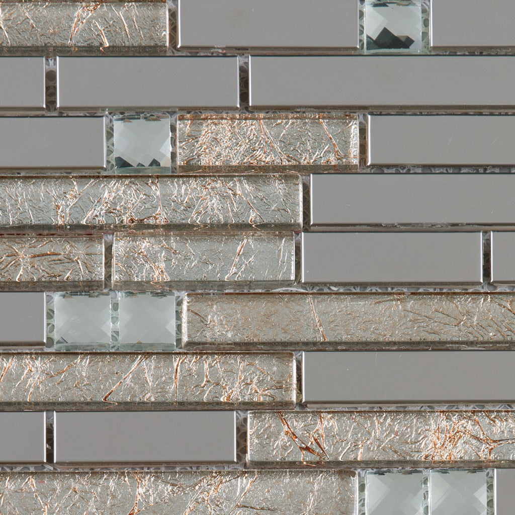 TDSSG-01 Metal Foil Glass with Stainless Steel Mosaic Tile Sheet – Tile ...