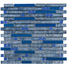 TDSSG-04 Blue Foil Glass with Blue Crystal and Blue Stainless Steel Mosaic Tile Sheet