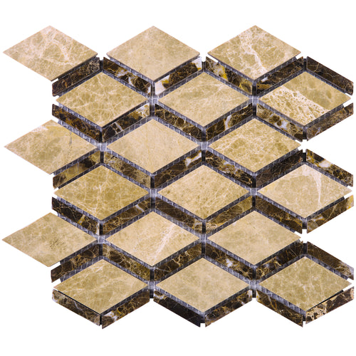 TEMPG-02 Double Dimaond Shape Stone Mosaic Tile in Brown/Beige